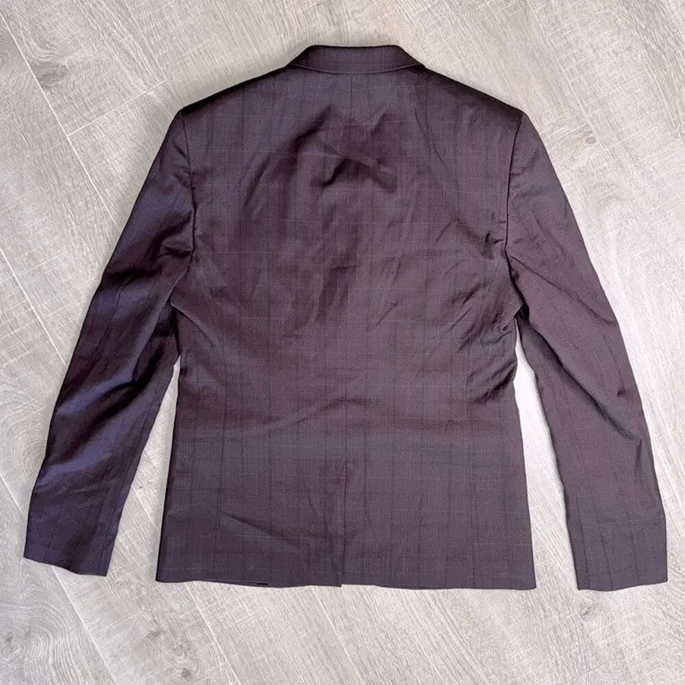 NWT THE KOOPLES Men’s Burgundy Checked Wool 2 Button Blazer Suit Jacket